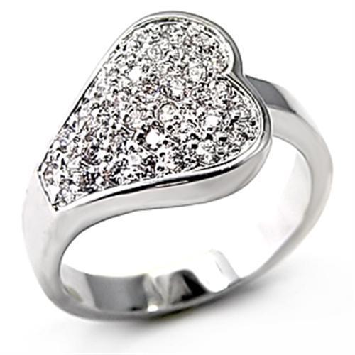 MA7X106 - Rhodium Brass Ring with AAA Grade CZ  in Clear