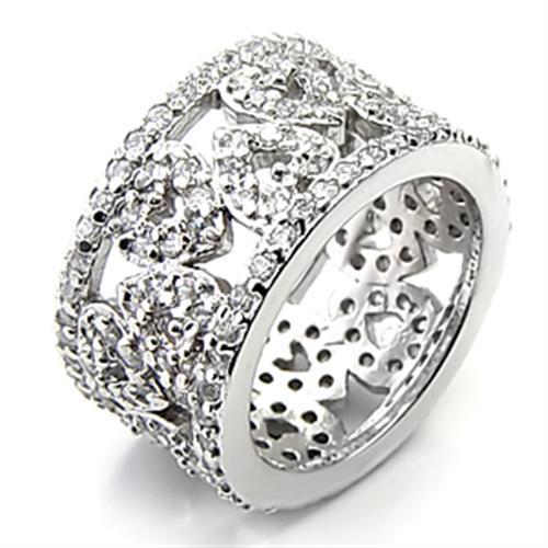 MA7X199 - Rhodium 925 Sterling Silver Ring with AAA Grade CZ  in Clear