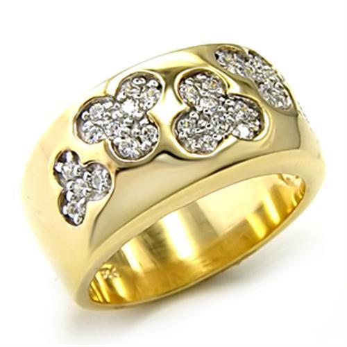 MA7X205 - Gold+Rhodium 925 Sterling Silver Ring with AAA Grade CZ  in Clear