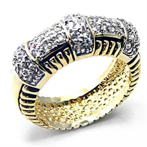 MA7X226 - Gold+Rhodium 925 Sterling Silver Ring with AAA Grade CZ  in Clear