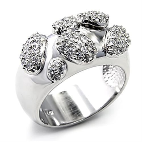 MA7X228 - Rhodium 925 Sterling Silver Ring with AAA Grade CZ  in Clear