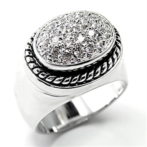 MA7X230 - Rhodium 925 Sterling Silver Ring with AAA Grade CZ  in Clear
