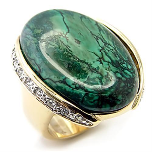 MA7X235 Gold+Rhodium 925 Sterling Silver Ring with Semi-Precious in Sea Blue