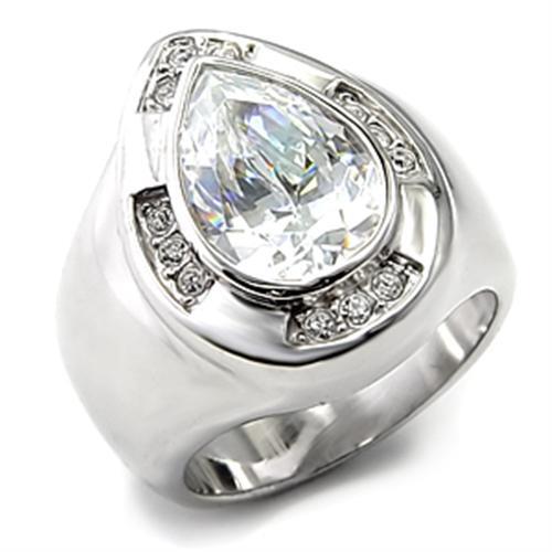 MA7X236 - Rhodium 925 Sterling Silver Ring with AAA Grade CZ  in Clear
