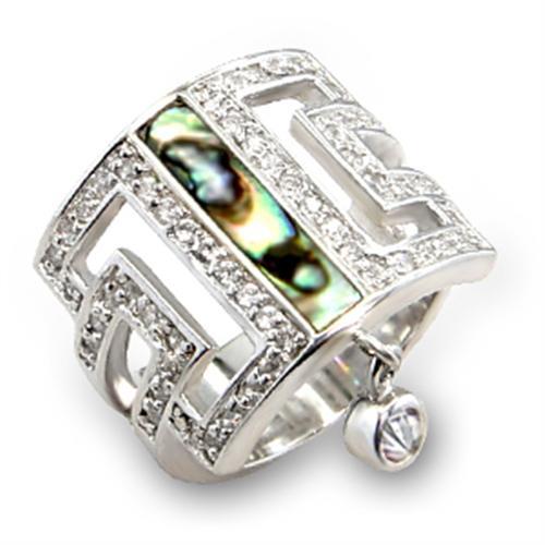 MA7X240 - Rhodium 925 Sterling Silver Ring with Precious Stone Conch in Montana