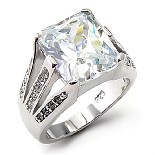 MA7X291 - Rhodium 925 Sterling Silver Ring with AAA Grade CZ  in Clear
