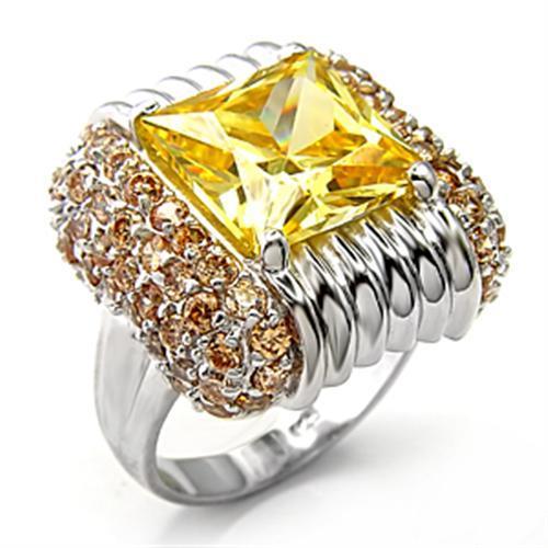 MA7X316 - Rhodium 925 Sterling Silver Ring with AAA Grade CZ  in Topaz