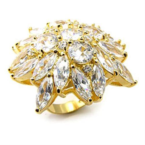 MA7X351 - Gold 925 Sterling Silver Ring with AAA Grade CZ  in Clear