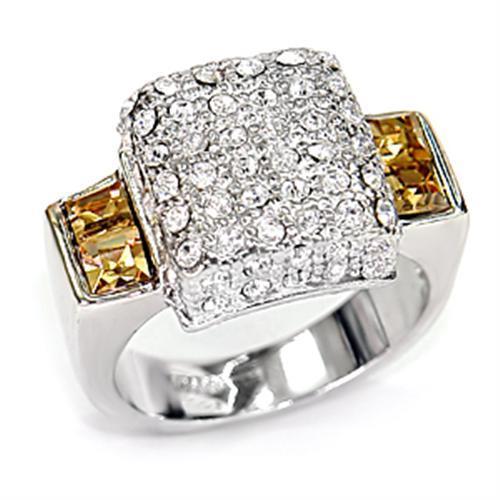 MA7X383 - Rhodium 925 Sterling Silver Ring with Top Grade Crystal  in Topaz