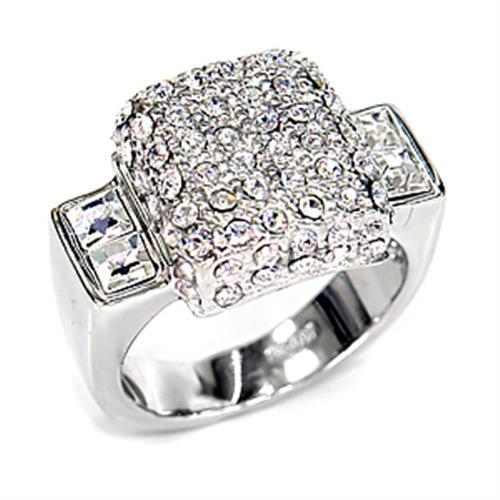 MA7X384 - Rhodium 925 Sterling Silver Ring with Top Grade Crystal  in Clear