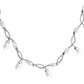 MA7X420 - Rhodium 925 Sterling Silver Necklace with Synthetic Pearl in White