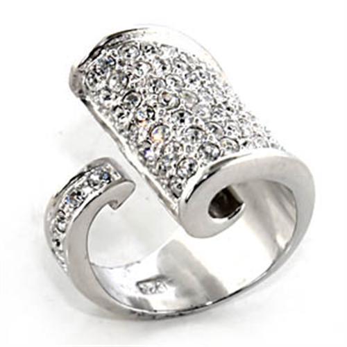 MA7X428 - Rhodium 925 Sterling Silver Ring with Top Grade Crystal  in Clear