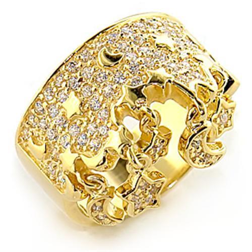 MA8X014 - Gold 925 Sterling Silver Ring with AAA Grade CZ  in Clear