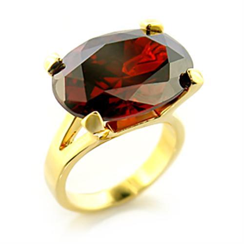 MA8X102 - Gold Brass Ring with AAA Grade CZ  in Garnet
