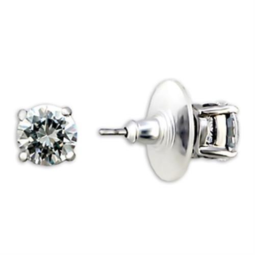 MA8X163 - Rhodium Brass Earrings with AAA Grade CZ  in Clear