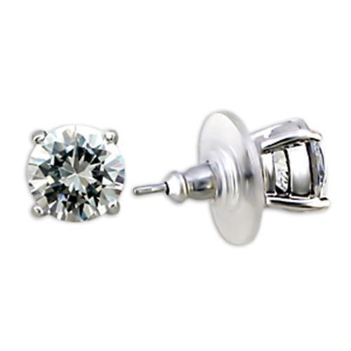 MA8X166 - Rhodium Brass Earrings with AAA Grade CZ  in Clear