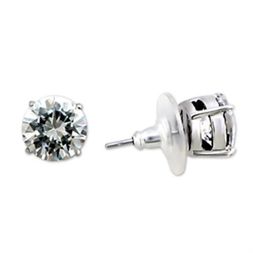 MA8X167 - Rhodium Brass Earrings with AAA Grade CZ  in Clear