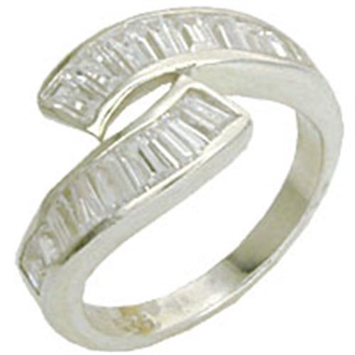 MA9D522 - High-Polished 925 Sterling Silver Ring with AAA Grade CZ  in Clear
