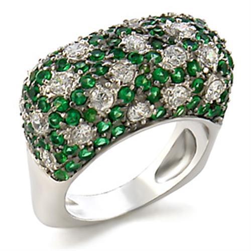 MA9W021 - Rhodium + Ruthenium Brass Ring with AAA Grade CZ  in Clear