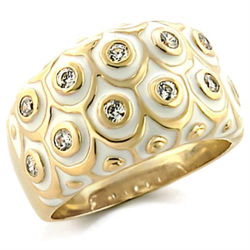 MA9W164 - Gold Brass Ring with AAA Grade CZ  in Clear
