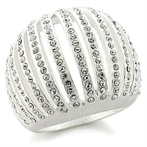 MA9W175 - Silver Brass Ring with Top Grade Crystal  in Clear