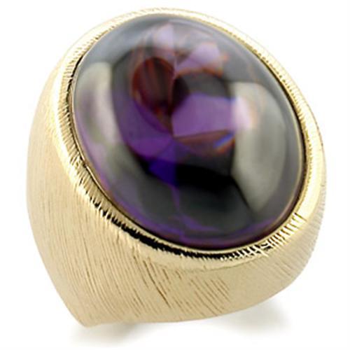 MA9W186 - Gold Brass Ring with AAA Grade CZ  in Amethyst