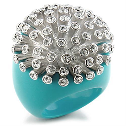 MA9W198 - Rhodium Brass Ring with Top Grade Crystal  in Clear