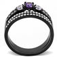 MADA001 - IP Black(Ion Plating) Stainless Steel Ring with AAA Grade CZ  in Amethyst