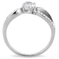 MADA004 - High polished (no plating) Stainless Steel Ring with AAA Grade CZ  in Clear