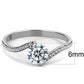 MADA006 - High polished (no plating) Stainless Steel Ring with AAA Grade CZ  in Clear
