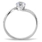 MADA006 - High polished (no plating) Stainless Steel Ring with AAA Grade CZ  in Clear