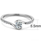 MADA007 - High polished (no plating) Stainless Steel Ring with AAA Grade CZ  in Clear