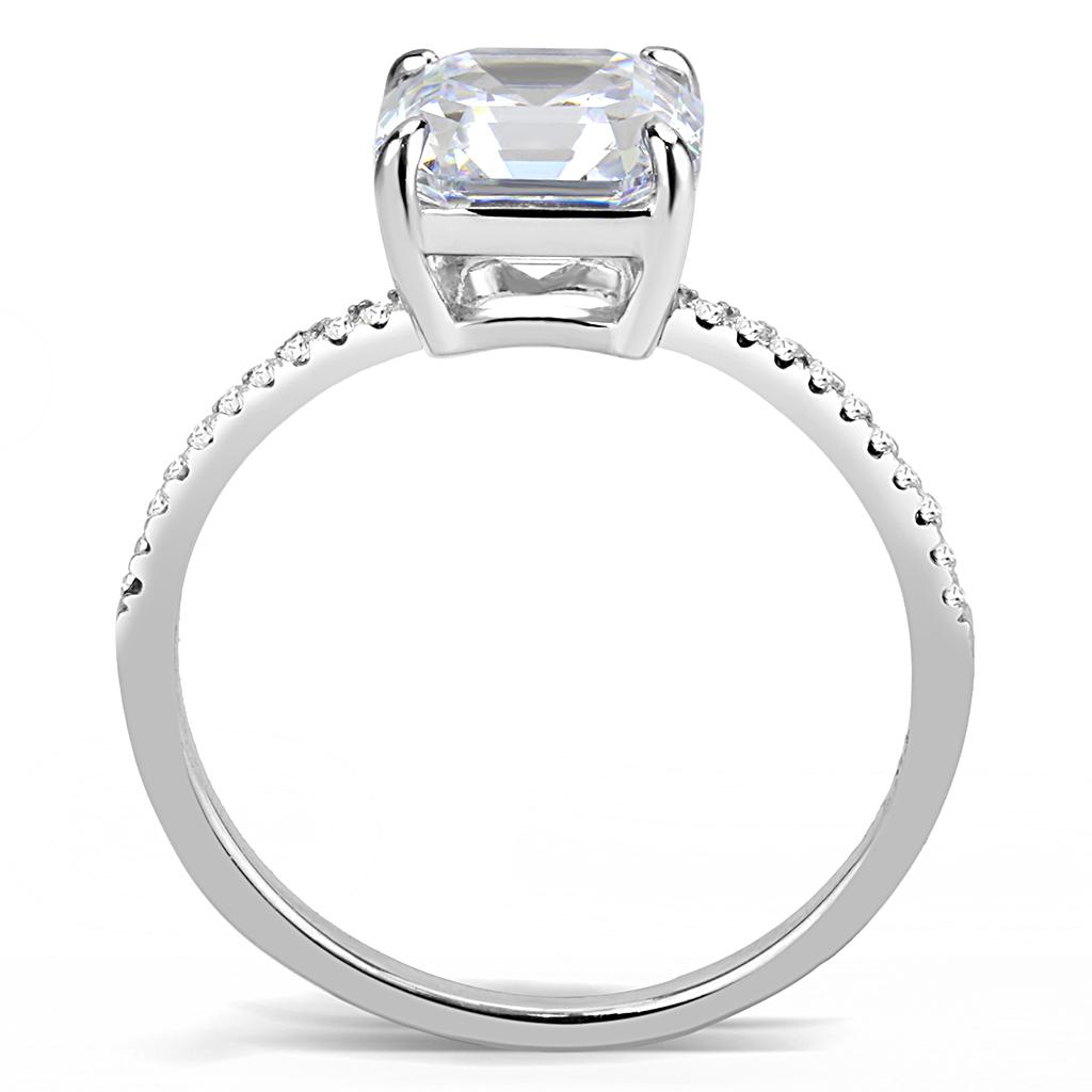 MADA008 - High polished (no plating) Stainless Steel Ring with Cubic  in Clear