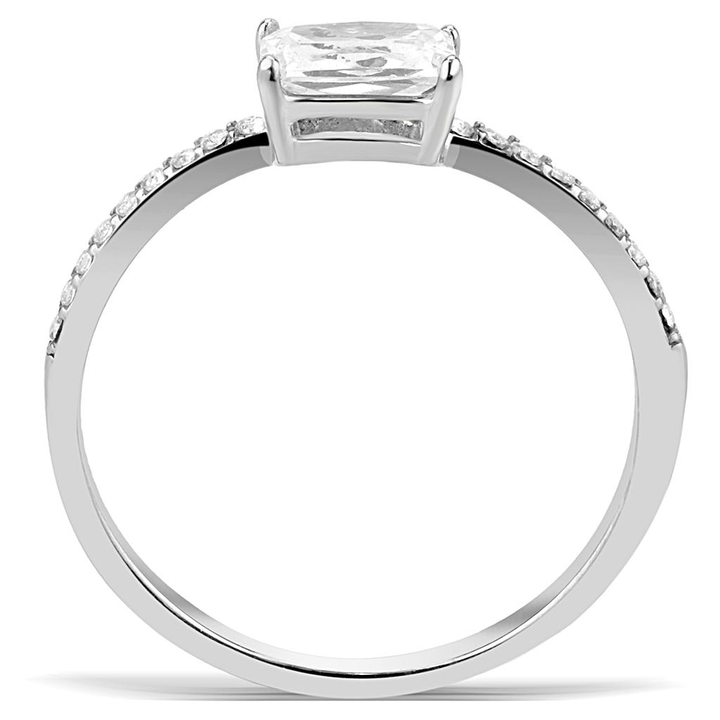 MADA009 - High polished (no plating) Stainless Steel Ring with Cubic  in Clear