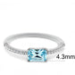 MADA011 - High polished (no plating) Stainless Steel Ring with AAA Grade CZ  in Sea Blue