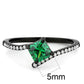MADA017 - IP Black(Ion Plating) Stainless Steel Ring with AAA Grade CZ  in Emerald