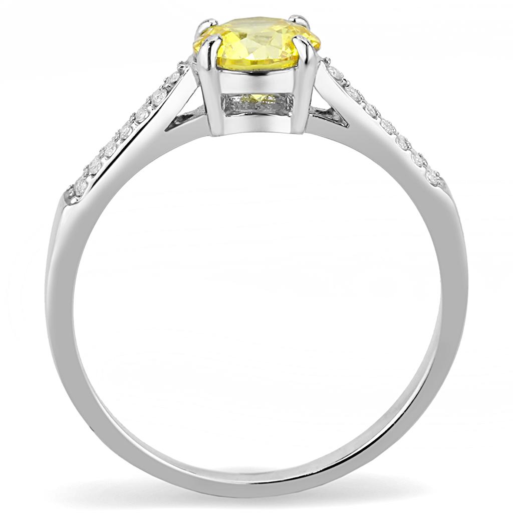 MADA021 - High polished (no plating) Stainless Steel Ring with AAA Grade CZ  in Topaz