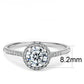 MADA022 - High polished (no plating) Stainless Steel Ring with AAA Grade CZ  in Clear