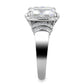 MADA024 - High polished (no plating) Stainless Steel Ring with Cubic  in Clear