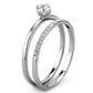 MADA026 - High polished (no plating) Stainless Steel Ring with AAA Grade CZ  in Clear