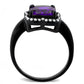 MADA028 - IP Black(Ion Plating) Stainless Steel Ring with AAA Grade CZ  in Amethyst