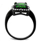 MADA029 - IP Black(Ion Plating) Stainless Steel Ring with AAA Grade CZ  in Emerald