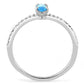 MADA034 - High polished (no plating) Stainless Steel Ring with AAA Grade CZ  in Sea Blue