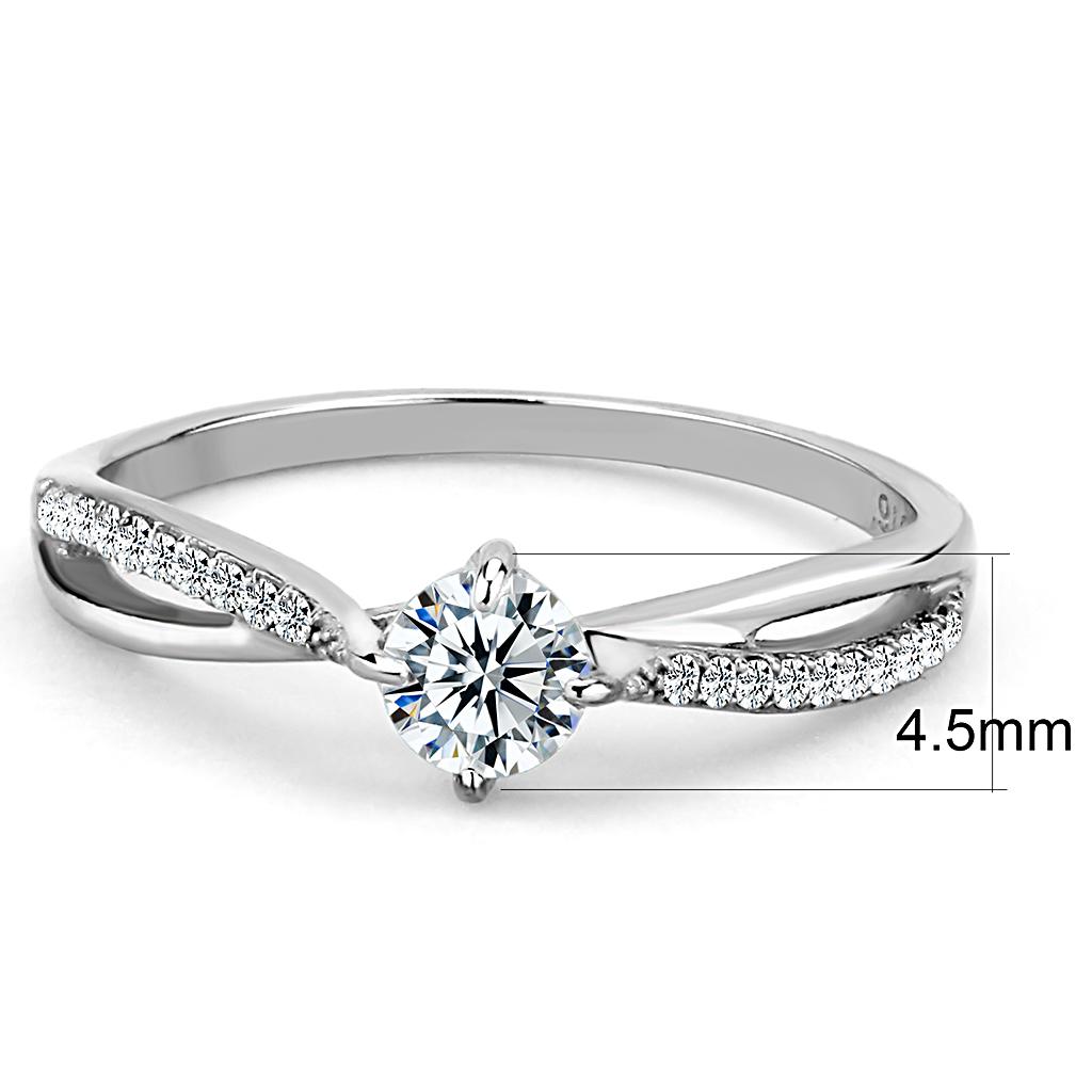 MADA035 - High polished (no plating) Stainless Steel Ring with AAA Grade CZ  in Clear