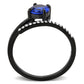 MADA038 - IP Black(Ion Plating) Stainless Steel Ring with Synthetic Spinel in London Blue