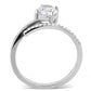 MADA039 - High polished (no plating) Stainless Steel Ring with AAA Grade CZ  in Clear