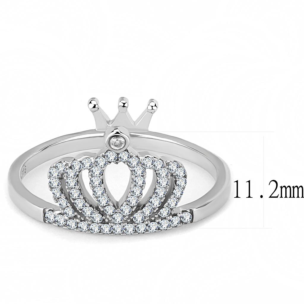 MADA040 - High polished (no plating) Stainless Steel Ring with AAA Grade CZ  in Clear