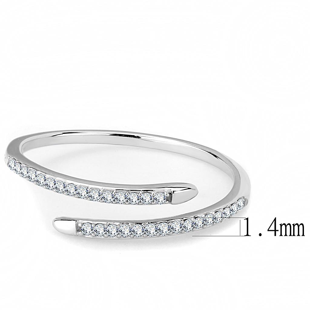 MADA044 - High polished (no plating) Stainless Steel Ring with AAA Grade CZ  in Clear
