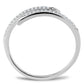 MADA044 - High polished (no plating) Stainless Steel Ring with AAA Grade CZ  in Clear