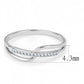MADA045 - High polished (no plating) Stainless Steel Ring with AAA Grade CZ  in Clear